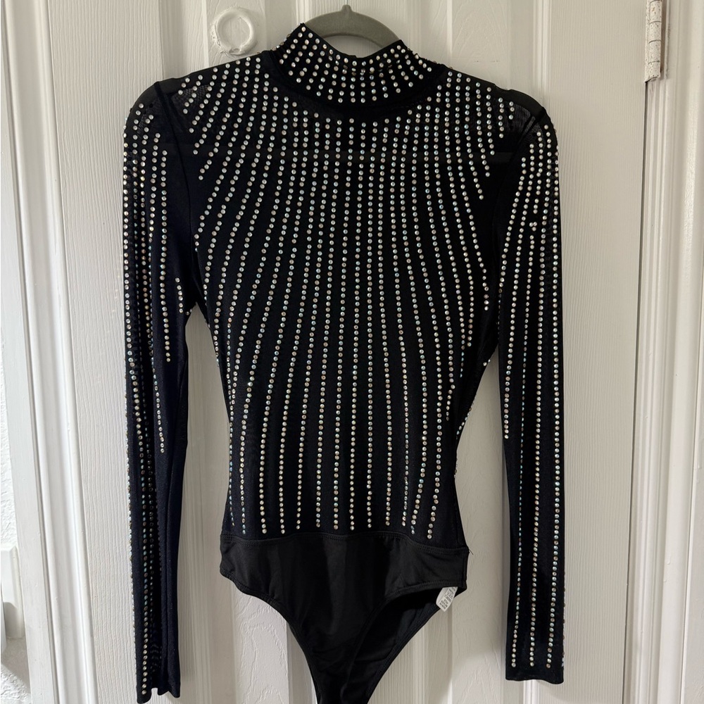 Banjul Black Embellished Long Sleeve Bodysuit